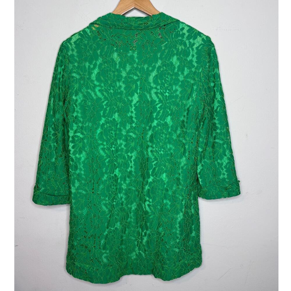 Vintage Alberto Makali Mermaid Green Lace Single Breasted Blazer Size: Medium - Picture 4 of 4